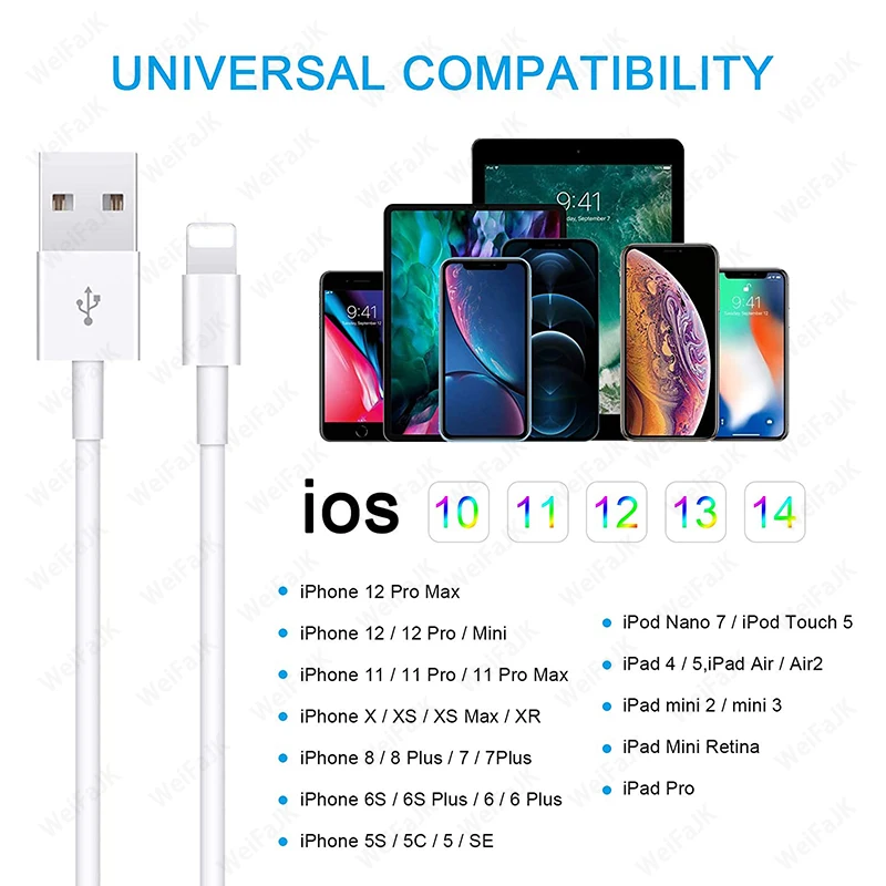 Apple оригинальный USB кабель освещения для iPhone 12 11 Pro Xs Max X Xr 8 7 6 6S Plus iPad AirPods быстрое