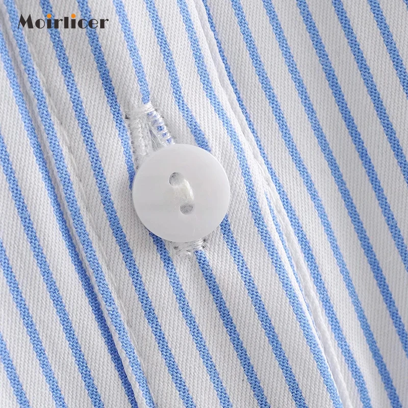 2020 Женская милая свободная полосатая блузка с рукавом три четверти и v образным