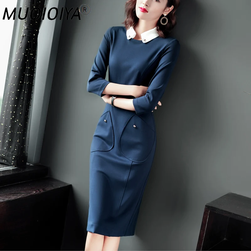 

Женское Деловое платье-карандаш средней длины, элегантное приталенное офисное платье для офиса, одежда для весны и осени 2021