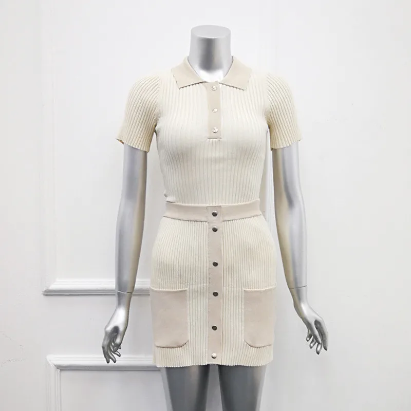 

KPOP BP JENNIE JISOO LISA ROSE Summer Dress for Women2021 Knitted Top Knitted Hip Skirt Slim Knit Skirt Suit Woman Dress Y241