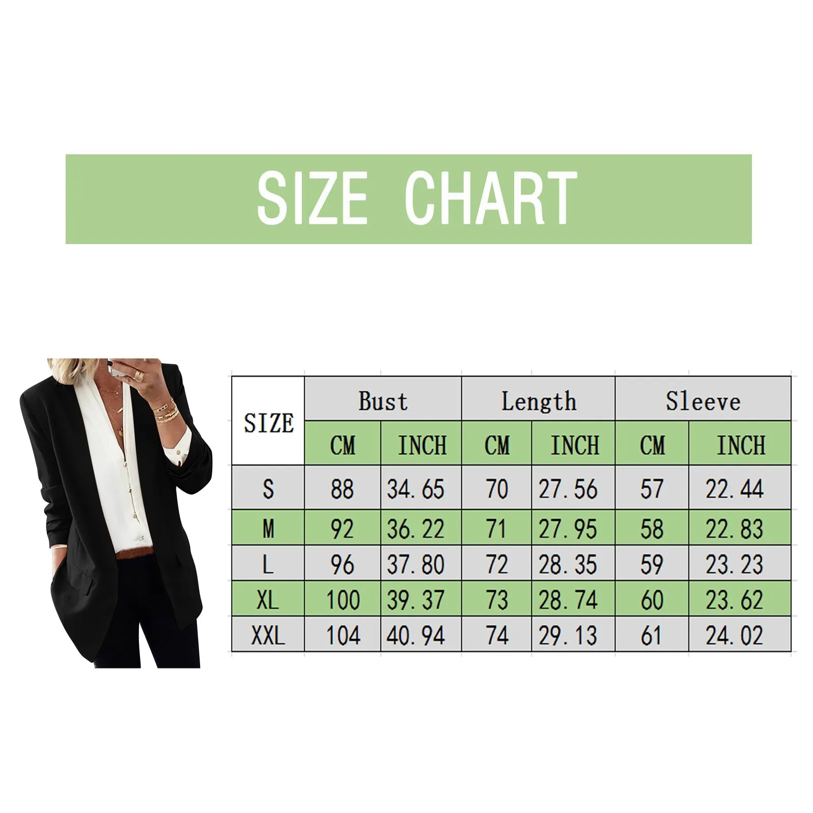 

JAYCOSIN Womens Mid Coat Fashion Oversized Pockets Jackets Commuting Style Casual Long Sleeve Solid Color Slim Open Cardigan