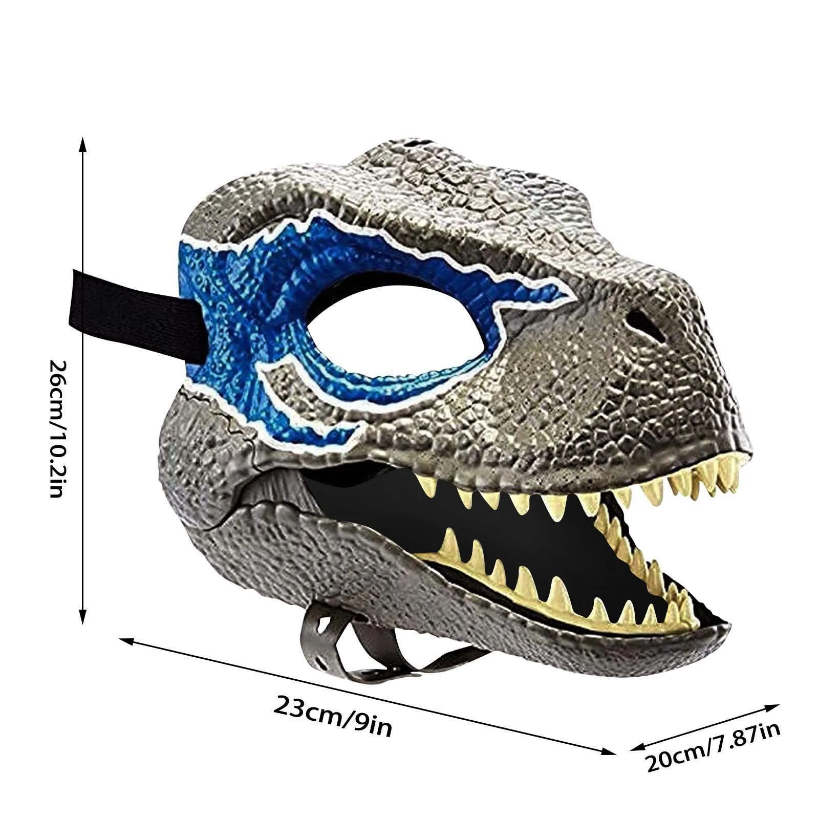 M&aacute;scara de cara completa de dinosaurio para ni&ntilde;os, casco abierto, accesorios de fiesta de Cosplay, regalo divertido, bromas pr&aacute;cticas, juguete-4