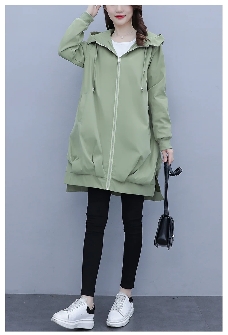 Trench coat Womens 2021 Spring Autumn Hoodies top Plus size Slim Students Baseball clothes Medium length Windbreaker Coats FC963 long puffer