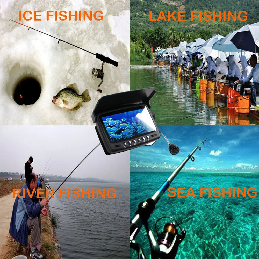 Дешево HD 1000TVL подводный рыболокатор, камера для рыбалки, DVR видеокамера, светодиодный рыболокатор с цветным дисплеем, монитор для рыбалки