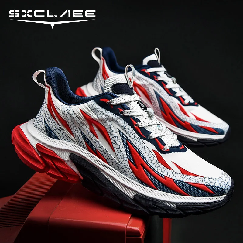 Sxclaee Men Daily Casual Shoes Comfortable Breathable Sweat-absorbent Mesh Lining Sneakers High-stretch Non-slip Sports Shoes 46