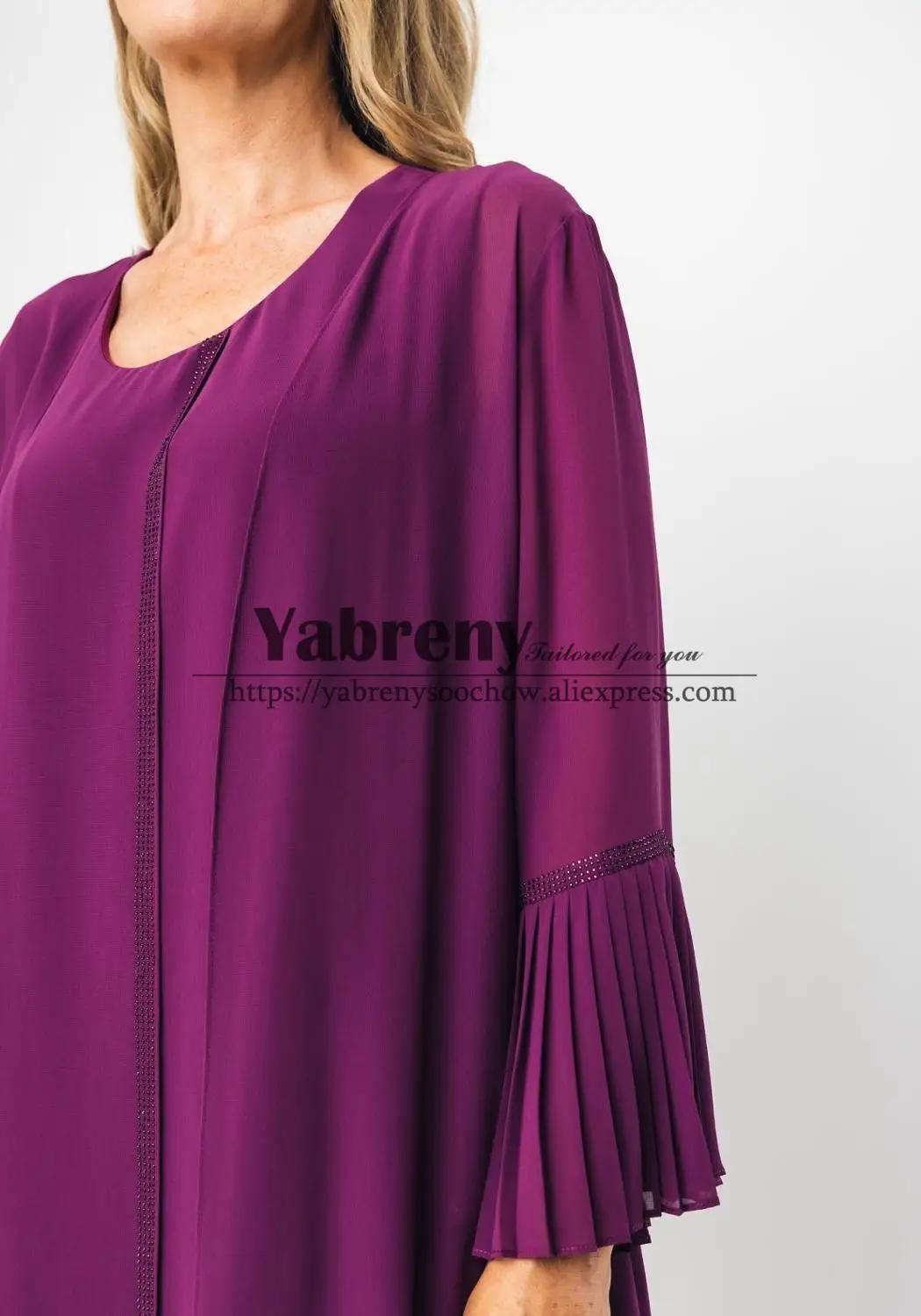 

2020 New arrival Mother of the bride pant suit with Jacket 3PC Purple Trousers set