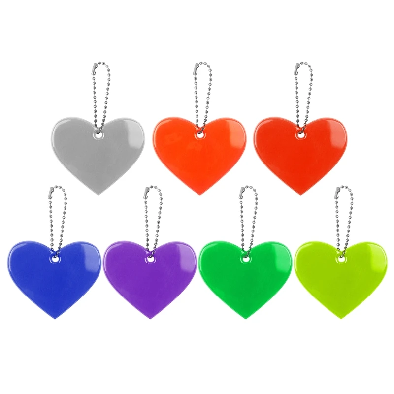 

5Pcs Heart Shape Reflective Keychain Bag Pendant Accessories Soft PVC Reflector Y3ND