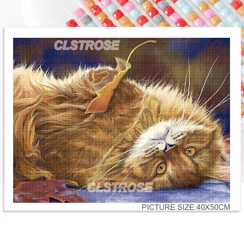 

Animal Diamond Painting Cute Cat 5D Diy Oil Painting Norwegian Forest Cat Diamond Fragments Can Be Customized Home Wall Art