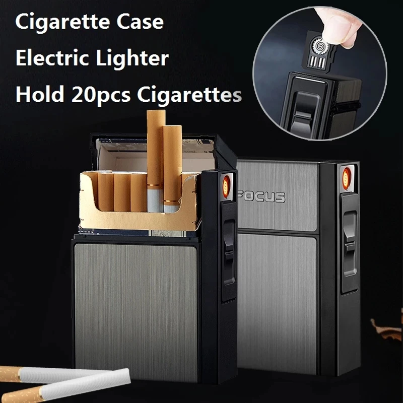 Металлический чехол для сигарет зажигалка USB Электронная Вольфрамовая турбо 20