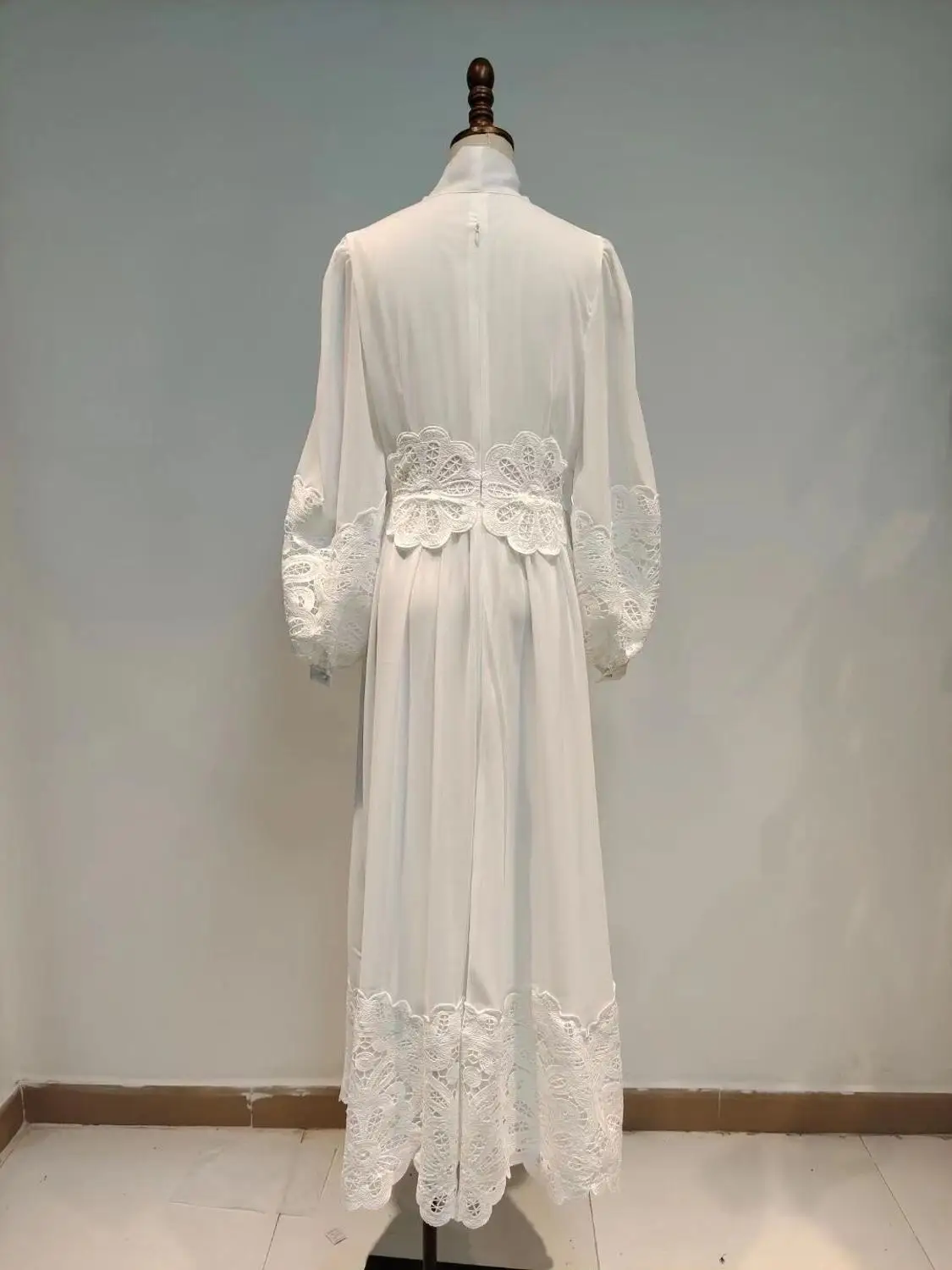 

2 Colors Long Dress Lantern SLeeve Fashion Hollow Out Women Fashion Evening Party Dresses XS-XL