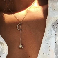 boho fashion multilayer necklace for women gold silver color beads moon star horn double chain choker necklaces