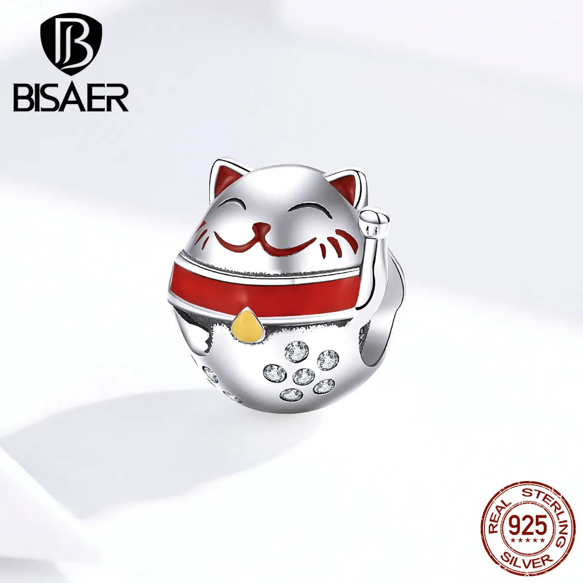 Lucky Beads BISAER 925 пробы Серебряный Кот металлический очаровательный Хранитель Манеки