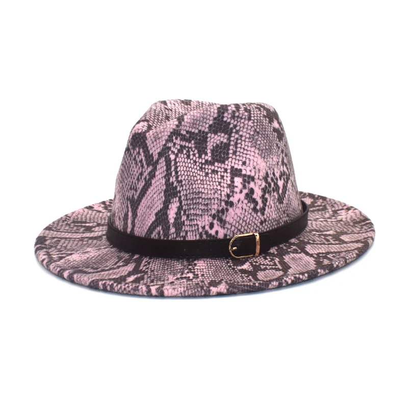 2020 Hot Sale Men's Fedora Hat Ladies Fashion Snake Pattern Jazz Hat Winter Black Wool Blend Hat Frederick Hat F105