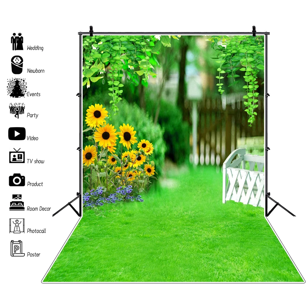 Виниловый фон для фотосъемки с изображением весеннего цветка зеленого парка