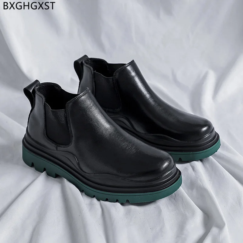 

Brand Platform Boots for Men Male Luxury Motorcycle Shoes Man Chelsea Boots Men Ankle Boots for Man 2023 Black Winter Shoes Men