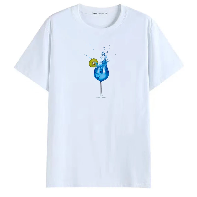 

Fashion Wine Glass Printed T-shirt Ullzang Vintage 90s T-shirt New Fashion Camisas T-shirt Graphic T-shirt Women's Kawaii TEE
