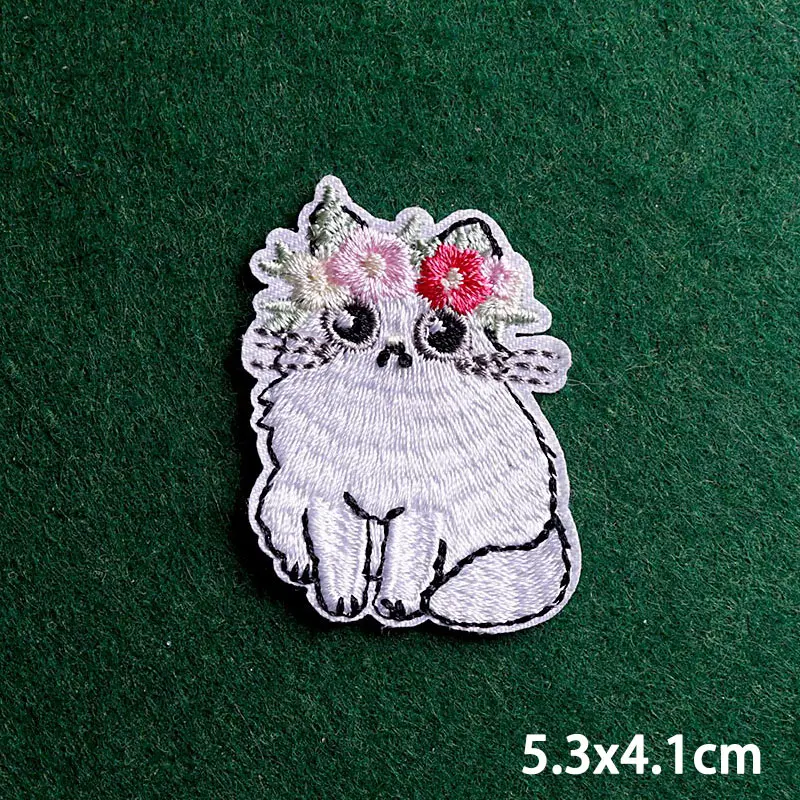 

2pcs Cute Cat Patch Embroidered Patches For Clothing Sewing Stickers On Clothes Patch Iron On Patches On Clothes Stripe Sticker