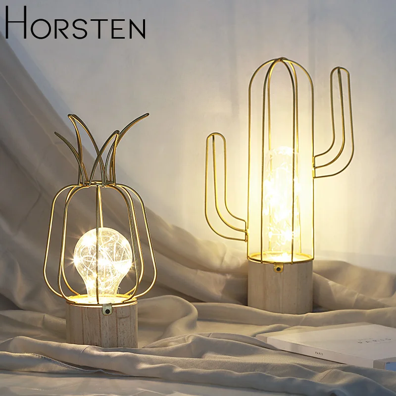 Инс стиль простой железный кактус ночник Украшение Фигурка ручной работы