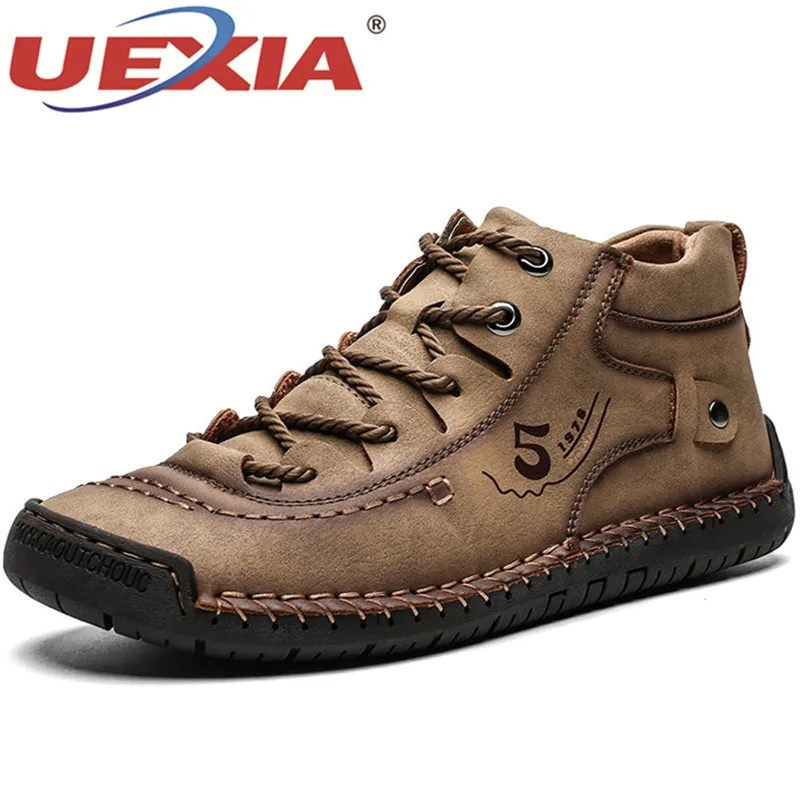 UEXIA размер 48 уличные модные мужские ботинки с мехом зимние теплые плюшевые