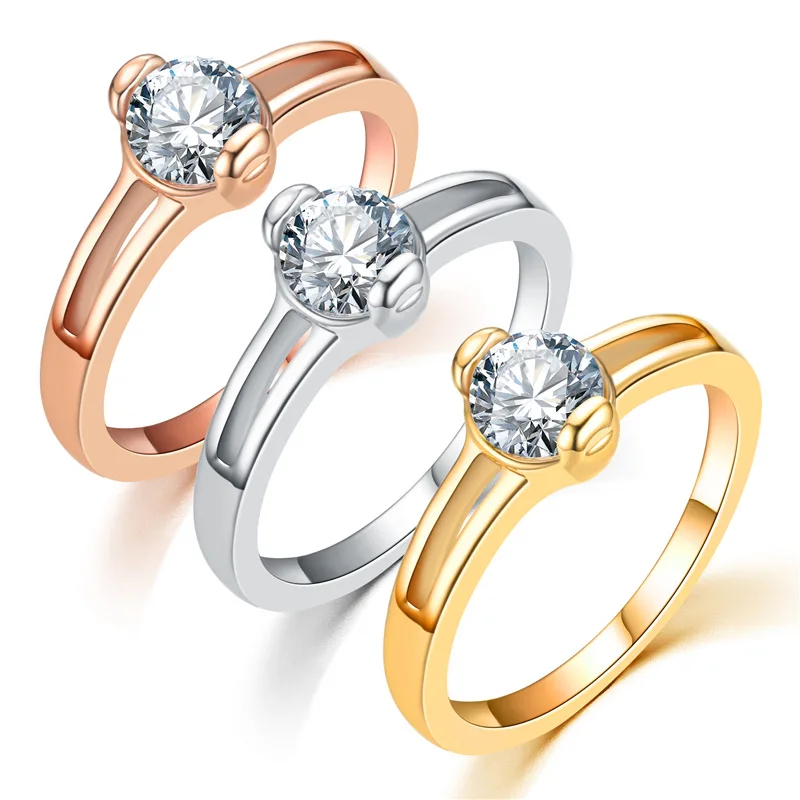 

AsJerlya Women Wedding Ring 3mm Thin Simple Crystal Stainless Steel Engagement Ring For Women Gift Anillo Wholesale Dropshipping