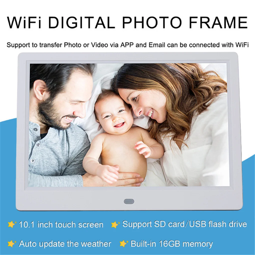 

WiFi Digital Picture Frame 10.1-inch 16GB Smart Electronics Photo Frame APP Control Touch Screen 800x1280 IPS LCD Panel