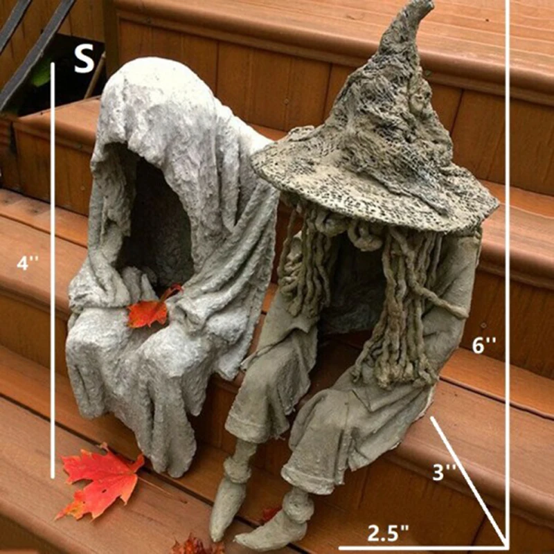 

Witch Ghoul Statue Perfect Decoration Halloween Decor Resin Sculpture For Yard Porch Living Room Dtt88