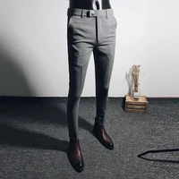 2021 new slim mens pants stretch trousers men sunmmer high quality classic solid color business casual wear formal suit pants