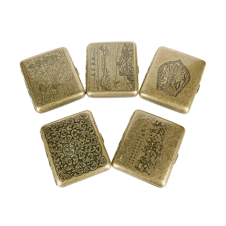 

Hot Male men Pocket Cigarette Case with Gift Vintage Metal Cigarette Boxes Holders Smoking Boxes 20Pcs Cigarettes