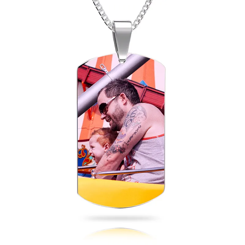 

Personalized Custom Label Necklace Stainless Steel Text Color Image Engraving Photo Custom Engraving Pendant Commemorative Gift