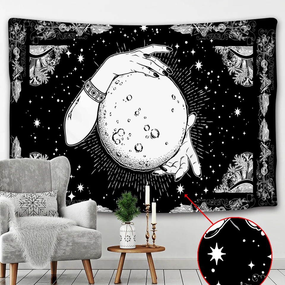 Гобелен с луной индийская мандала гобелен настенная ткань йога хиппи хорошее