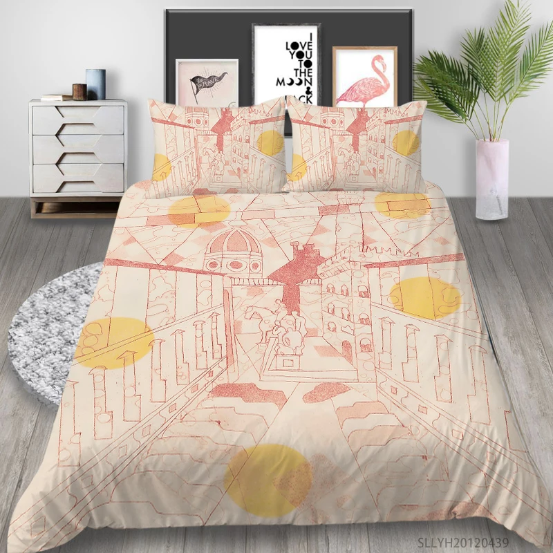 

Milsleep Home Textile 3D Painting Bedding Set Queen Size Duvet Cover Set Modern Home Bed Set Pillowcase 2/3 Pcs Unique Bed Gift