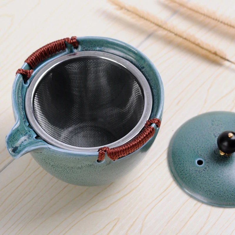 Креативный фарфоровый чайный горшок с 2 чашками из нержавеющей стали портативный