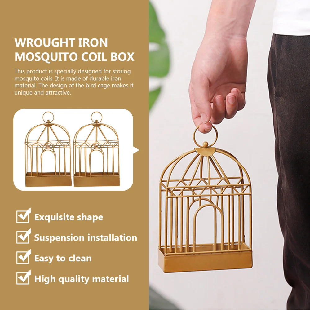 

2Pcs Birdcage Shape Mosquito Coil Rack Iron Mosquito Coils Holder for Home