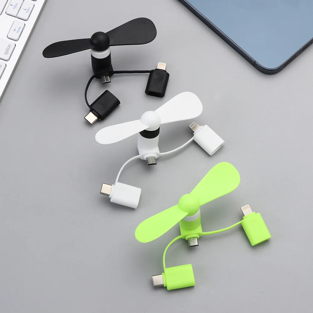 3in1 Portable Mini Mobile Phone Fan Cooler Creative USB Micro/Type C/Lightning For Samsung Huawei Xiaomi iphone | Мобильные телефоны