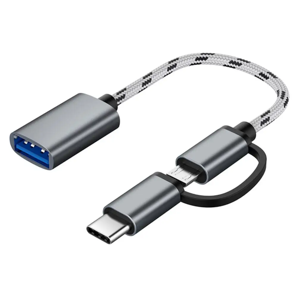 2 в 1 нейлоновый оплетка USB 3 0 OTG адаптер Кабель Micro Type C синхронизации данных для