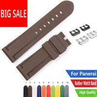 carlywet 22 24mm wholesale green yellow brown waterproof silicone rubber replacement watch band loops strap for panerai luminor