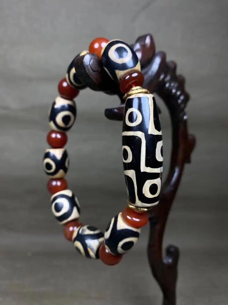 

Natural Agate Tibetan Agate Three Eyes Bracelet Bead Bracelet