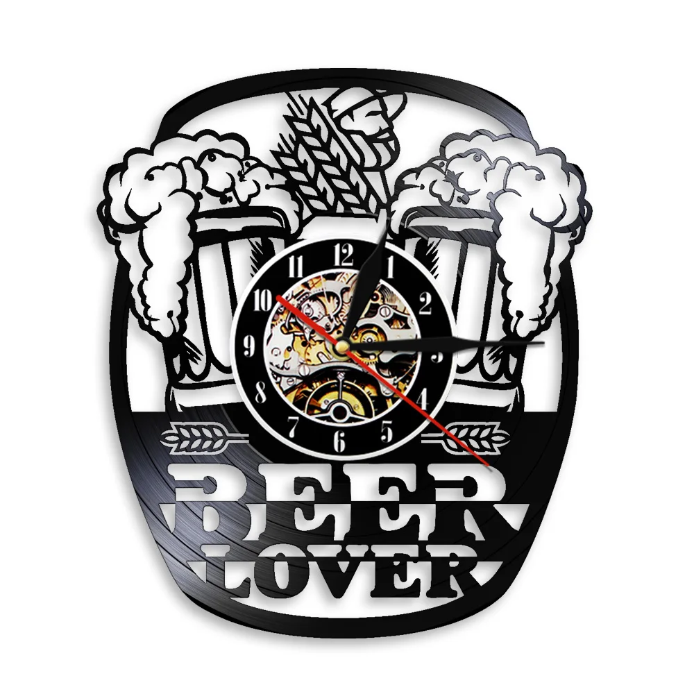 Кружка для пива паба настенные часы пивоварня декоративные с виниловой записью
