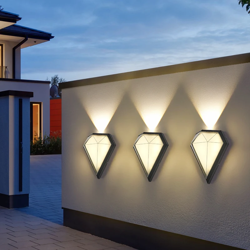 12W Outdoor Waterproof IP65 Diamond LED Wall Light Porch Garden Wall Lamps & Indoor Bedroom Living Room Decoration Lighting Lamp