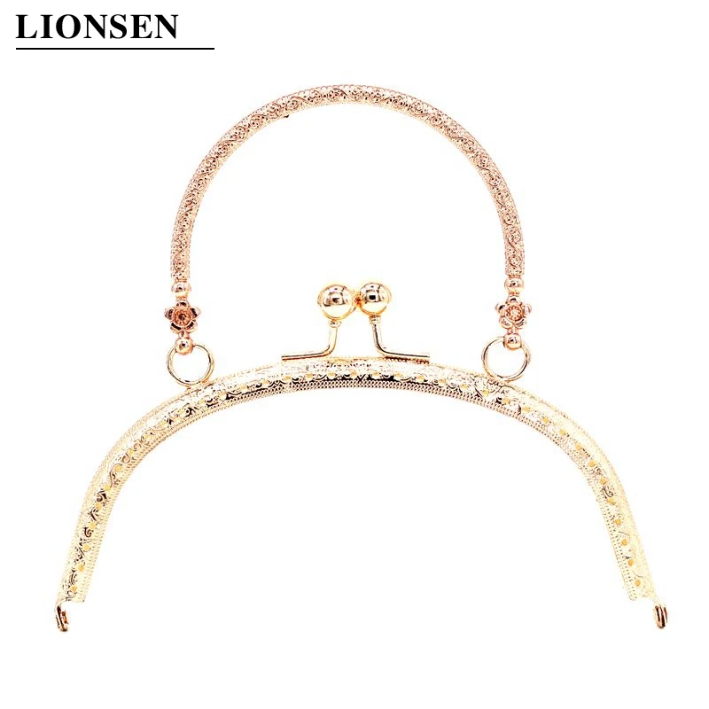 Золотой свет LIONSEN 5 цветов 16,5 см металлическая сумочка ручка Рамка застежка заклепка ручка арка для DIY кошелек сумка модная Новая модная Ручка DIY C - Цвет: Золотой свет