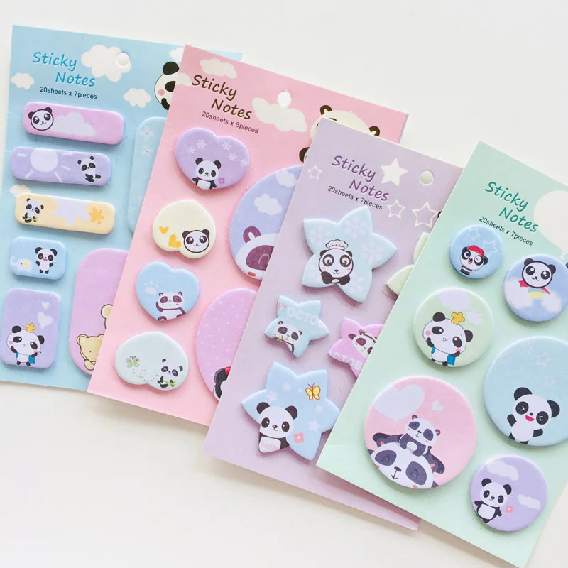 120 шт Novely Panda Sticky Notes милые Мультяшные блокноты для записей наклейки детей DIY