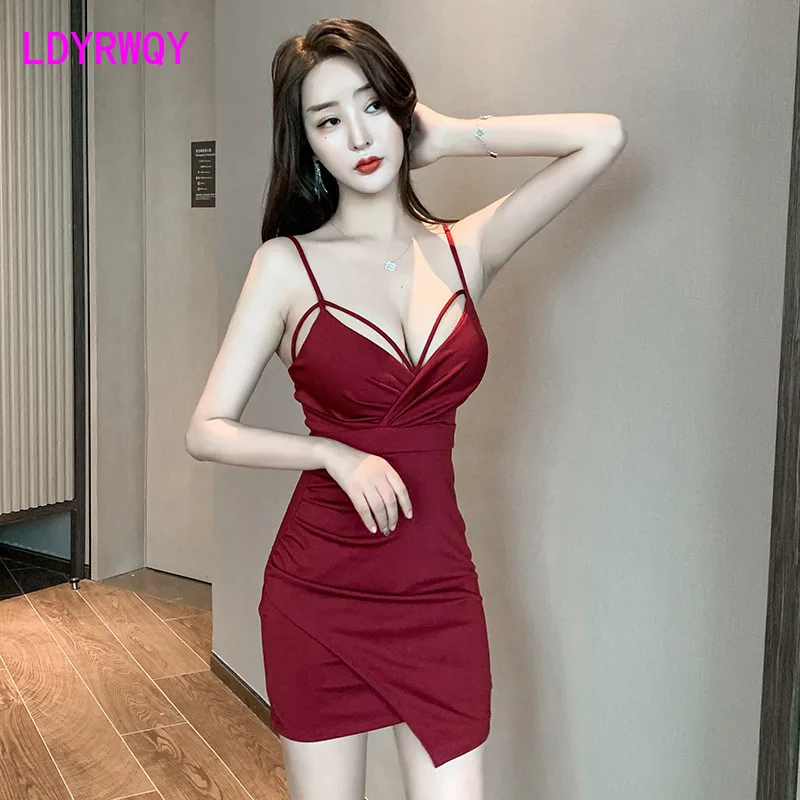 LDYRWQY 2021 evening dress package hip tight feminine sense Office Lady Polyester Knee-Length