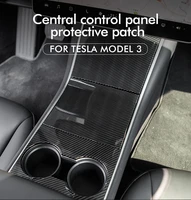 car central control panel protective patch for tesla model 3 carbon fiber abs model y center console shell sticker 2017 2020