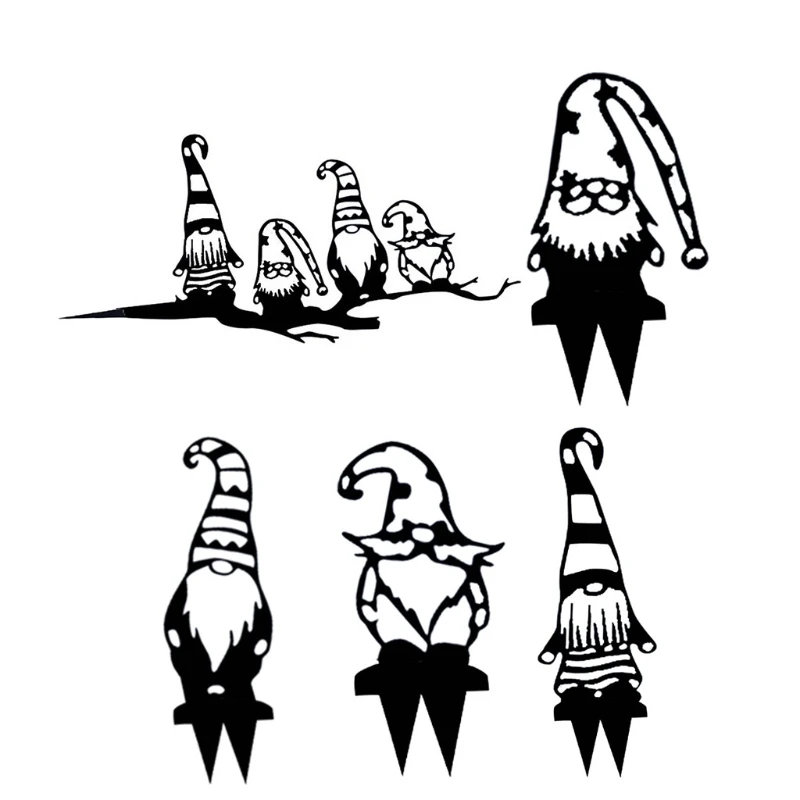 

Santa Gnome Elf Silhouette Stake Art Fairy Garden Yard Home Decoration D08D