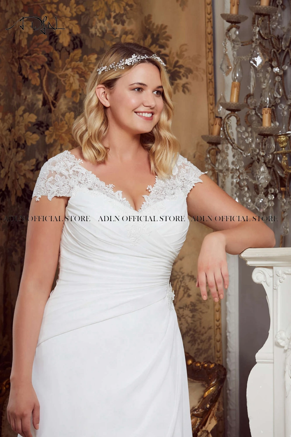 ADLN Пляжные Свадебные платья Robe de Mariage элегантные шифоновые кружевные аппликации