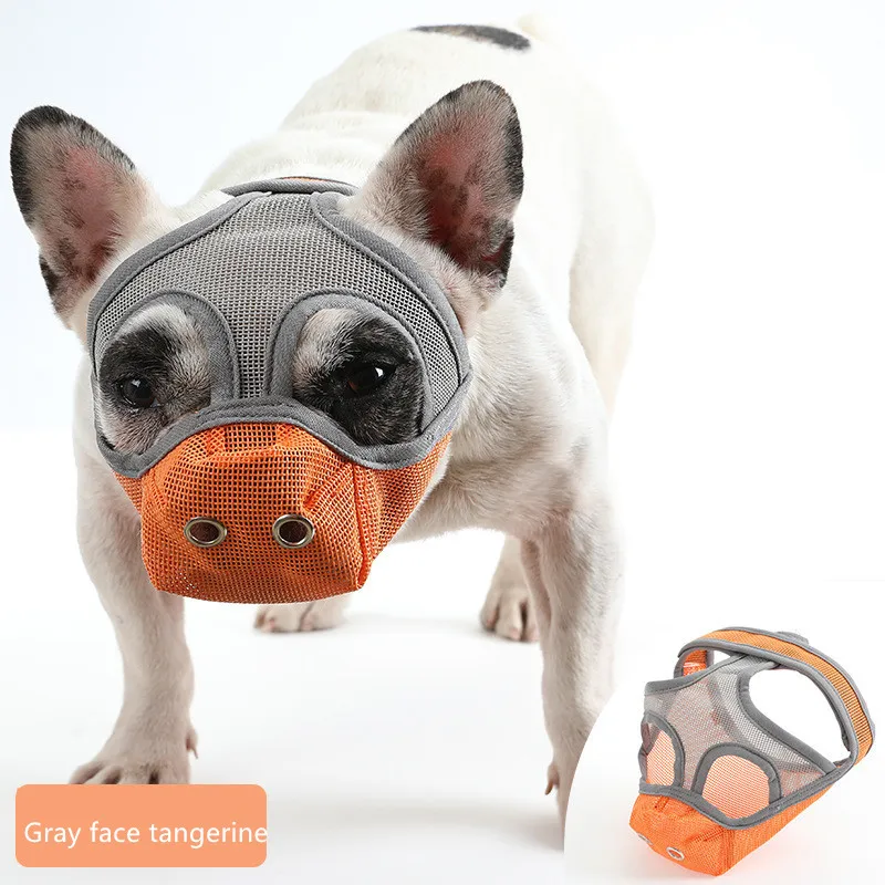

Dog Muzzles Short Snout Anti Biting Adjustable Prevent Chewing Barking Dogs Mask French Bulldog Pug Breathable Mesh Pet Mask