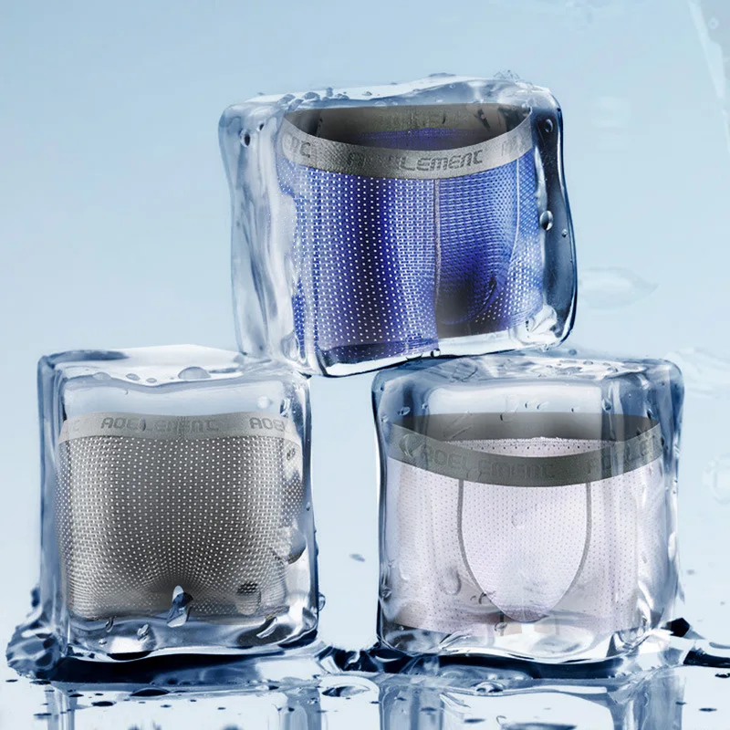 Дышащий шелк светло голубого цвета сетка мужское нижнее белье полые тонкие