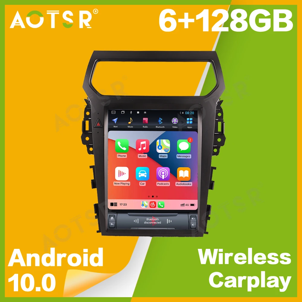 

For FORD Explorer 2014-2019 Android 10 6+128GB Vertical Screen Car Radio GPS Navig Stereo Headunit Multimedia DVD Player