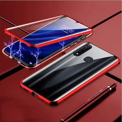 Красный Роскошный Магнитный адсорбционный ЧЕХОЛ ДЛЯ VIVO Z5X z5x, металлическая рамка, двусторонняя стеклянная крышка для VIVO Z5 X, защитный чехол для телефона, оболочка - Цвет: Красный