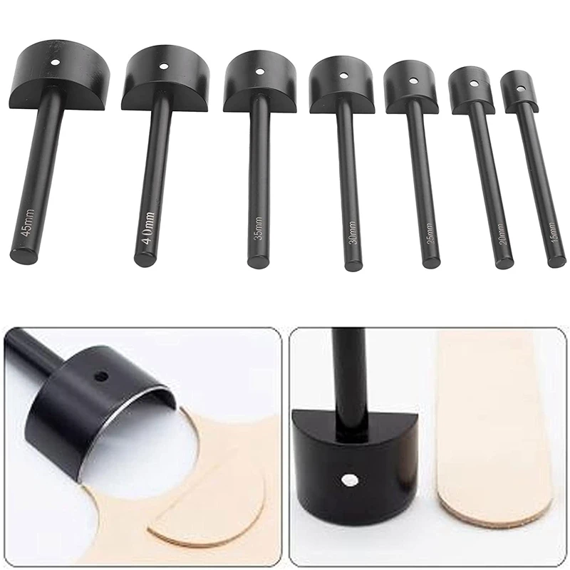 

Half-Round Cutter Punch Leather Belt End Cutter 7 Pieces Leather Craft Tools for Crafting (15.20.25.30.35.40.45Mm)
